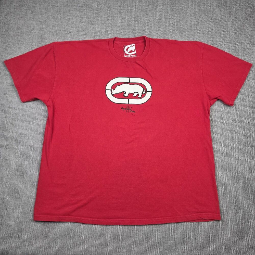Ecko Unltd Mens T Shirt 3XL Red Marc Ecko Rhino Graphic Logo Y2K Streetwear Tee